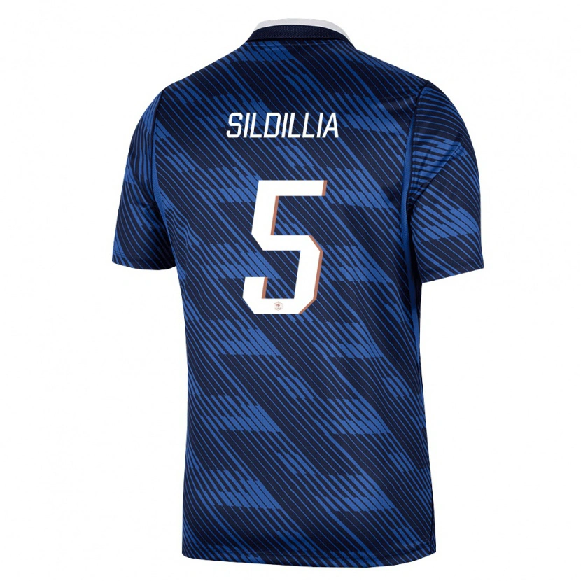 Danxen Män Frankrike Kiliann Sildillia #5 Marin Blå Vit Hemmatröja Matchtröjor 26-28 Tröjor T-Tröja