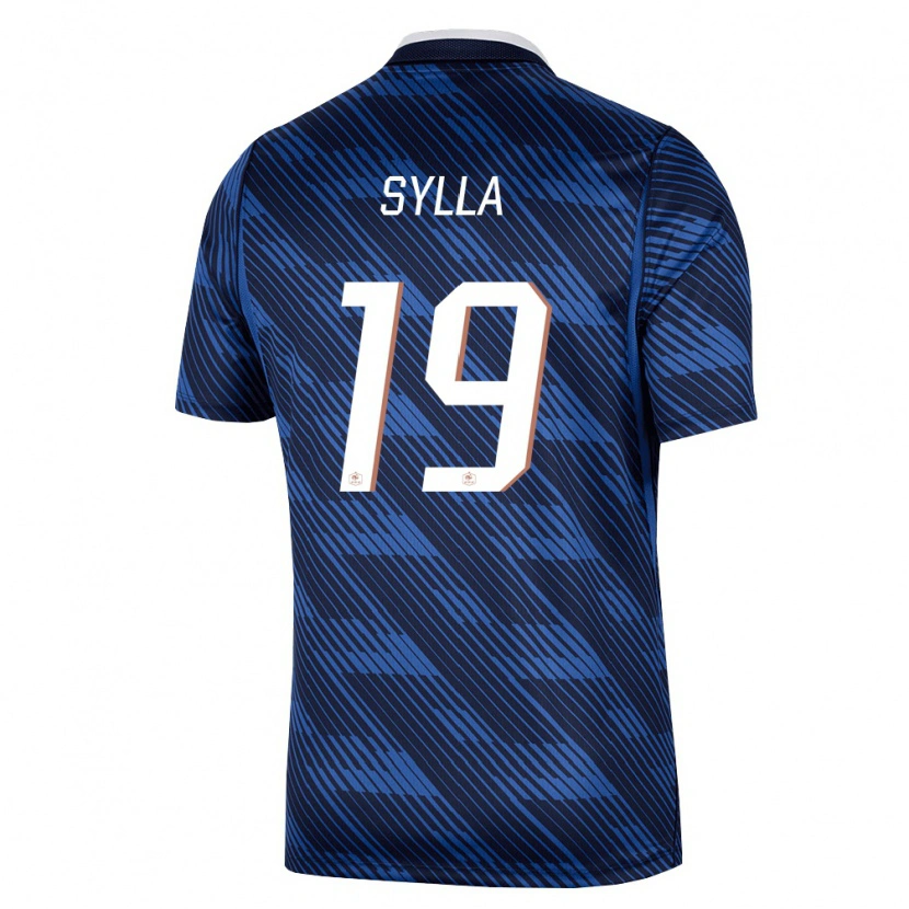 Danxen Män Frankrike Fodé Sylla #19 Marin Blå Vit Hemmatröja Matchtröjor 26-28 Tröjor T-Tröja