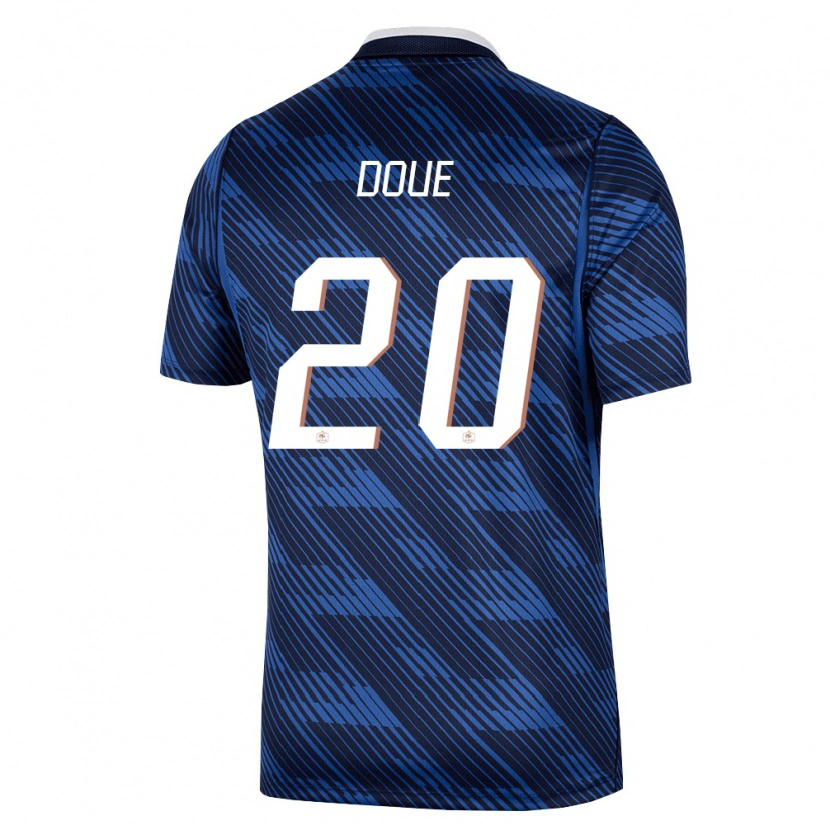 Danxen Män Frankrike Désiré Doué #20 Marin Blå Vit Hemmatröja Matchtröjor 26-28 Tröjor T-Tröja