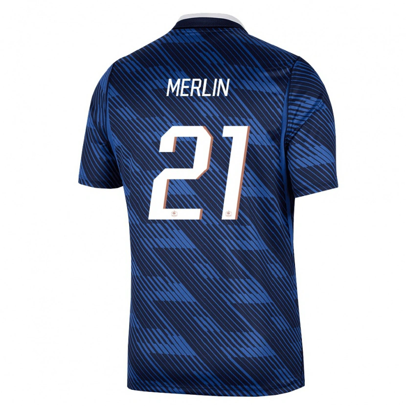 Danxen Män Frankrike Quentin Merlin #21 Marin Blå Vit Hemmatröja Matchtröjor 26-28 Tröjor T-Tröja