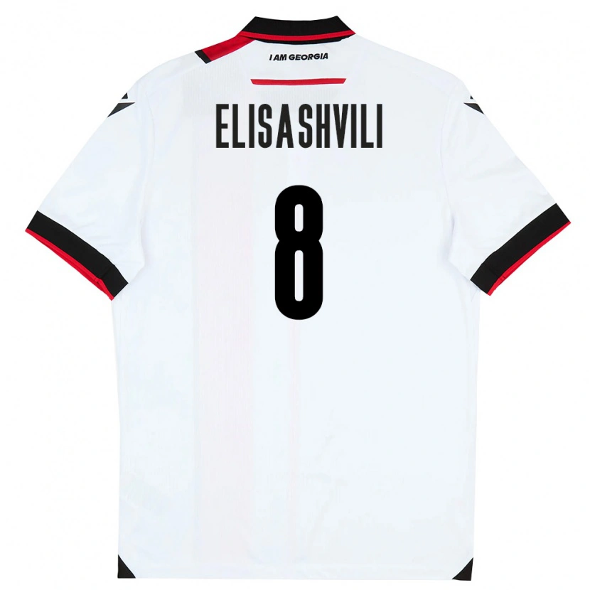 Danxen Män Georgia Nikoloz Elisashvili #8 Vit Svart Röd Hemmatröja Matchtröjor 26-28 Tröjor T-Tröja