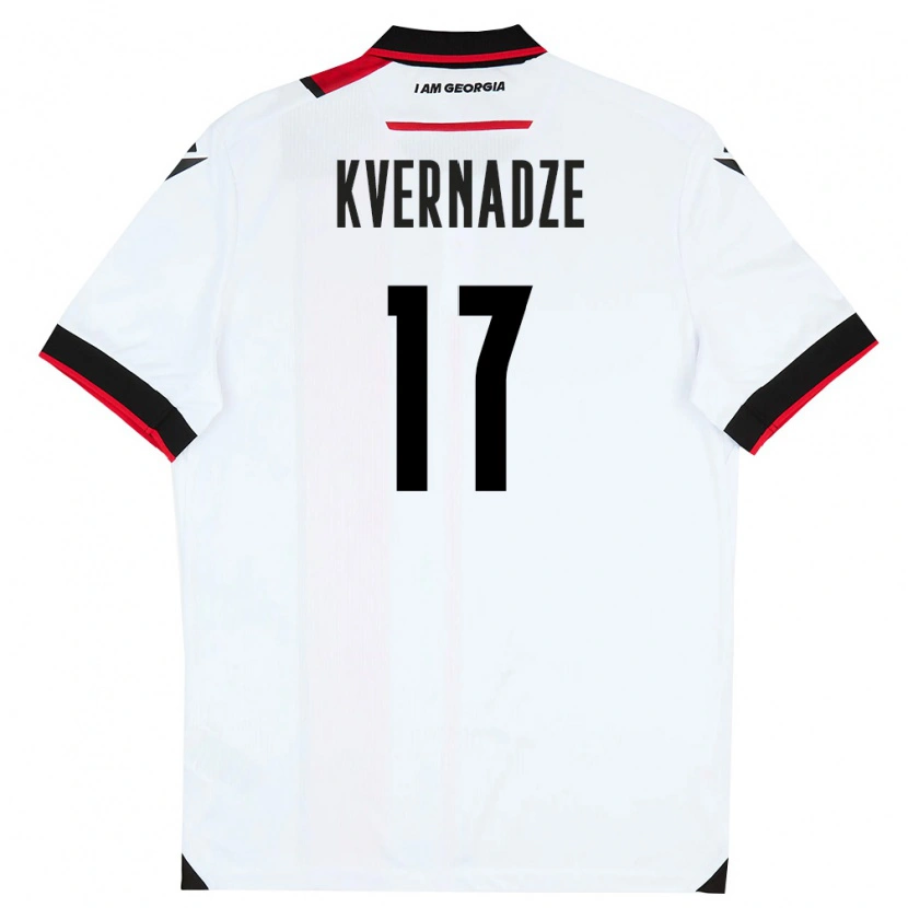 Danxen Män Georgia Giorgi Kvernadze #17 Vit Svart Röd Hemmatröja Matchtröjor 26-28 Tröjor T-Tröja