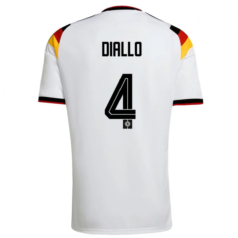 Danxen Män Tyskland Jerome Diallo #4 Vit Svart Röd Hemmatröja Matchtröjor 26-28 Tröjor T-Tröja