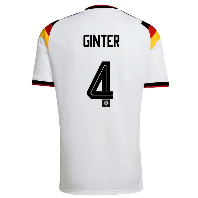 Danxen Män Tyskland Matthias Ginter #4 Vit Svart Röd Hemmatröja Matchtröjor 26-28 Tröjor T-Tröja