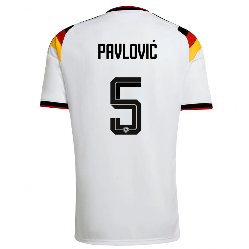 Danxen Män Tyskland Aleksandar Pavlovic #5 Vit Svart Röd Hemmatröja Matchtröjor 26-28 Tröjor T-Tröja