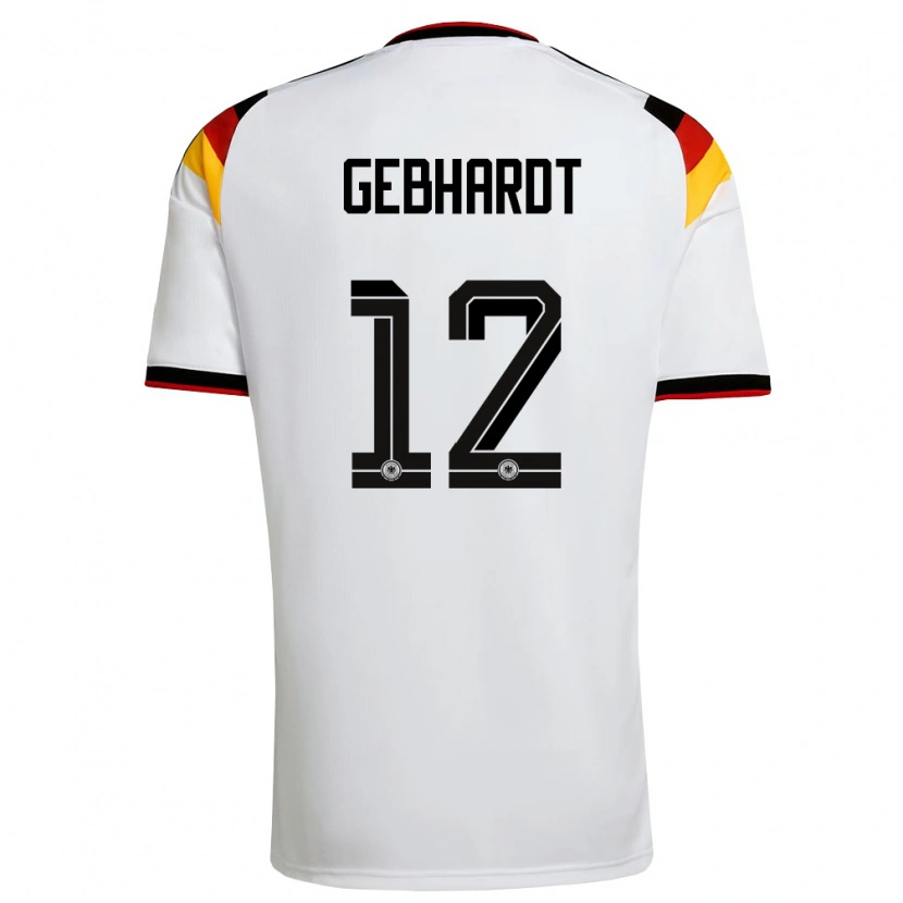 Danxen Män Tyskland Felix Gebhardt #12 Vit Svart Röd Hemmatröja Matchtröjor 26-28 Tröjor T-Tröja