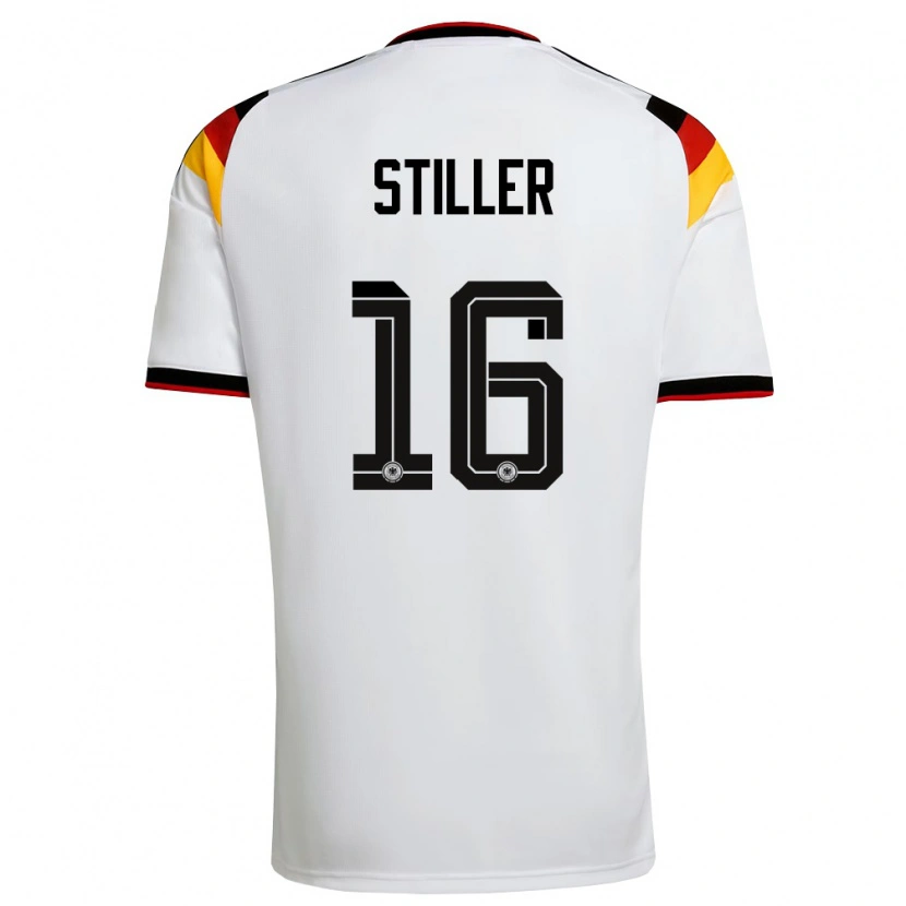 Danxen Män Tyskland Angelo Stiller #16 Vit Svart Röd Hemmatröja Matchtröjor 26-28 Tröjor T-Tröja