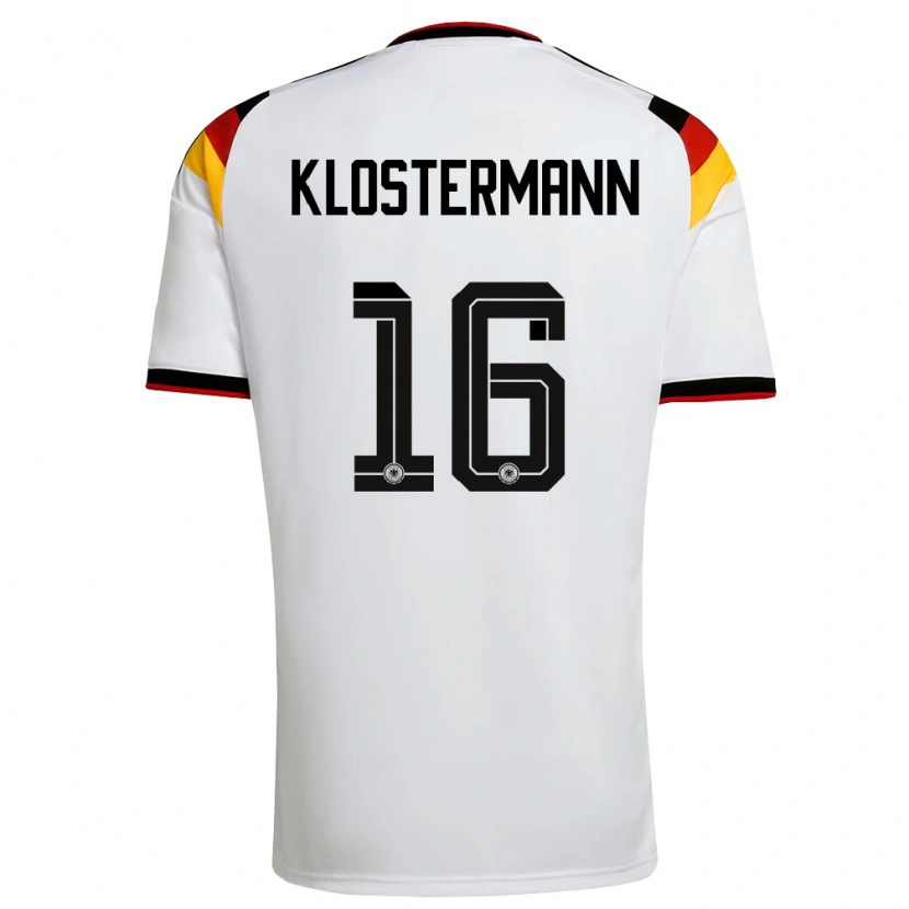 Danxen Män Tyskland Lukas Klostermann #16 Vit Svart Röd Hemmatröja Matchtröjor 26-28 Tröjor T-Tröja