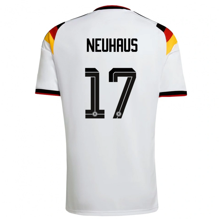 Danxen Män Tyskland Florian Neuhaus #17 Vit Svart Röd Hemmatröja Matchtröjor 26-28 Tröjor T-Tröja
