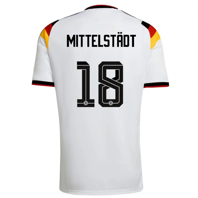Danxen Män Tyskland Maximilian Mittelstädt #18 Vit Svart Röd Hemmatröja Matchtröjor 26-28 Tröjor T-Tröja