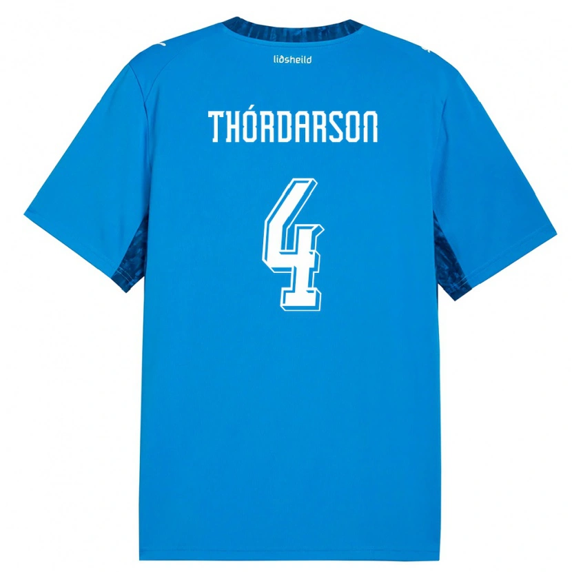 Danxen Män Island Ódinn Sturla Thórdarson #4 Blå Marin Hemmatröja Matchtröjor 26-28 Tröjor T-Tröja