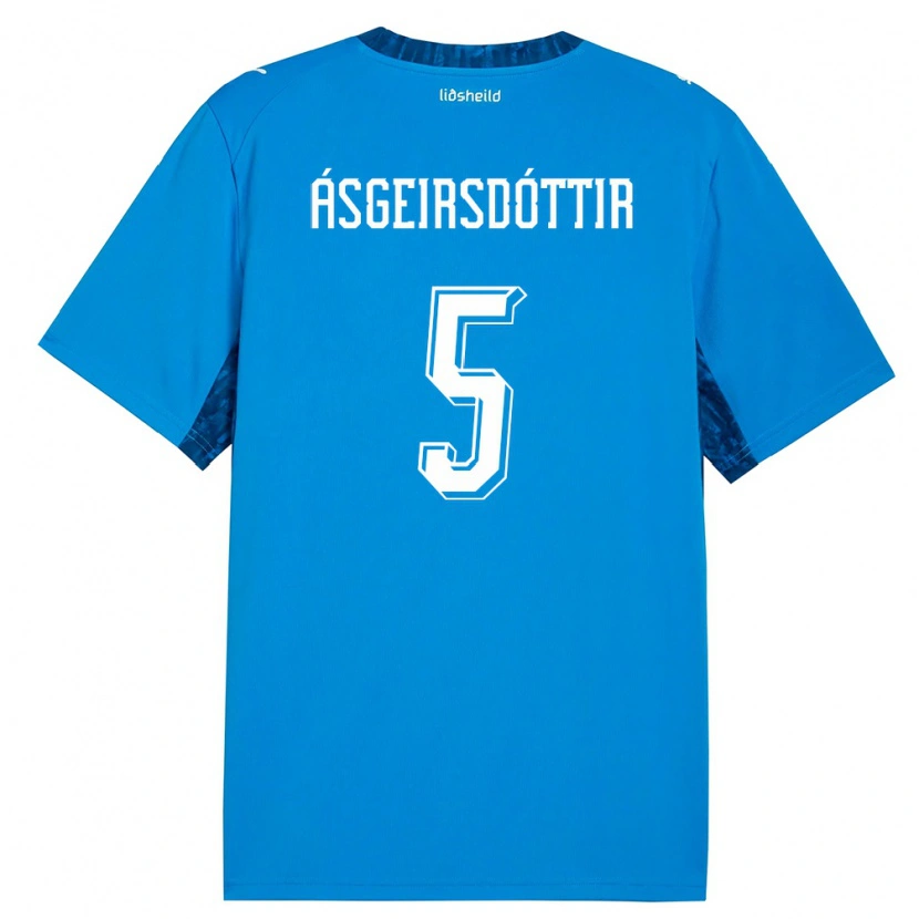 Danxen Män Island Emilía Kiær Ásgeirsdóttir #5 Blå Marin Hemmatröja Matchtröjor 26-28 Tröjor T-Tröja