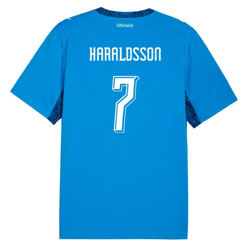 Danxen Män Island Hákon Arnar Haraldsson #7 Blå Marin Hemmatröja Matchtröjor 26-28 Tröjor T-Tröja