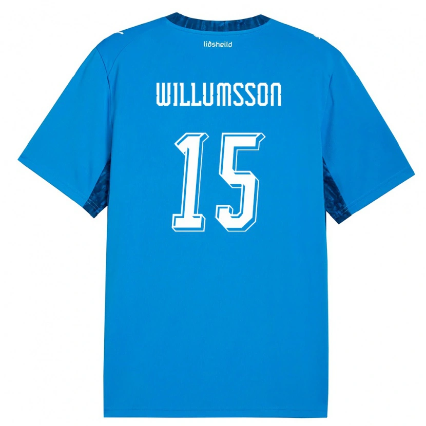 Danxen Män Island Willum Thór Willumsson #15 Blå Marin Hemmatröja Matchtröjor 26-28 Tröjor T-Tröja