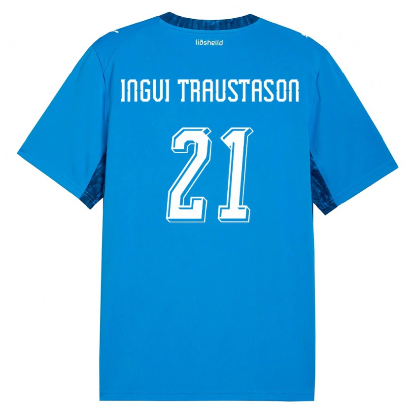 Danxen Män Island Arnór Ingvi Traustason #21 Blå Marin Hemmatröja Matchtröjor 26-28 Tröjor T-Tröja