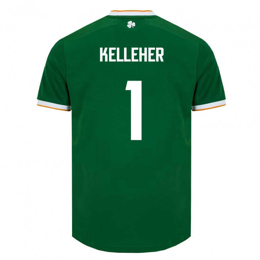 Danxen Män Irland Caoimhín Kelleher #1 Mörk Grön Vit Hemmatröja Matchtröjor 26-28 Tröjor T-Tröja