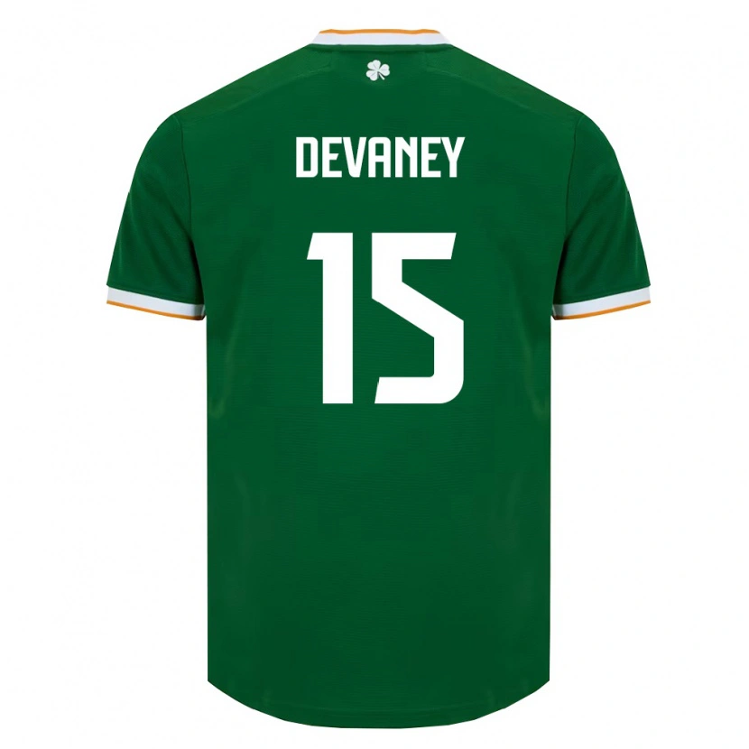 Danxen Män Irland Jacob Devaney #15 Mörk Grön Vit Hemmatröja Matchtröjor 26-28 Tröjor T-Tröja