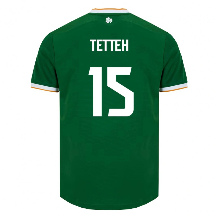 Danxen Män Irland Gideon Tetteh #15 Mörk Grön Vit Hemmatröja Matchtröjor 26-28 Tröjor T-Tröja
