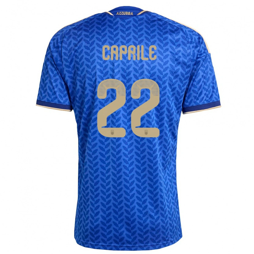 Danxen Män Italien Elia Caprile #22 Blå Marin Guld Hemmatröja Matchtröjor 26-28 Tröjor T-Tröja