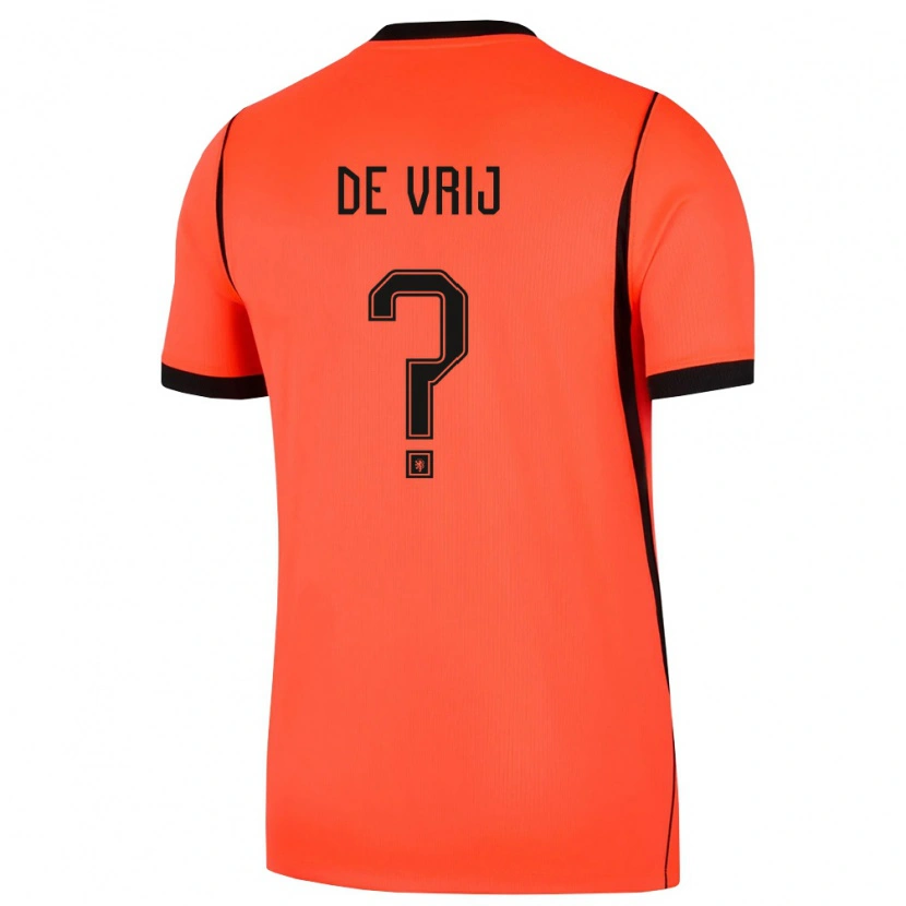 Danxen Män Nederländerna Stefan De Vrij #0 Orange Svart Hemmatröja Matchtröjor 26-28 Tröjor T-Tröja