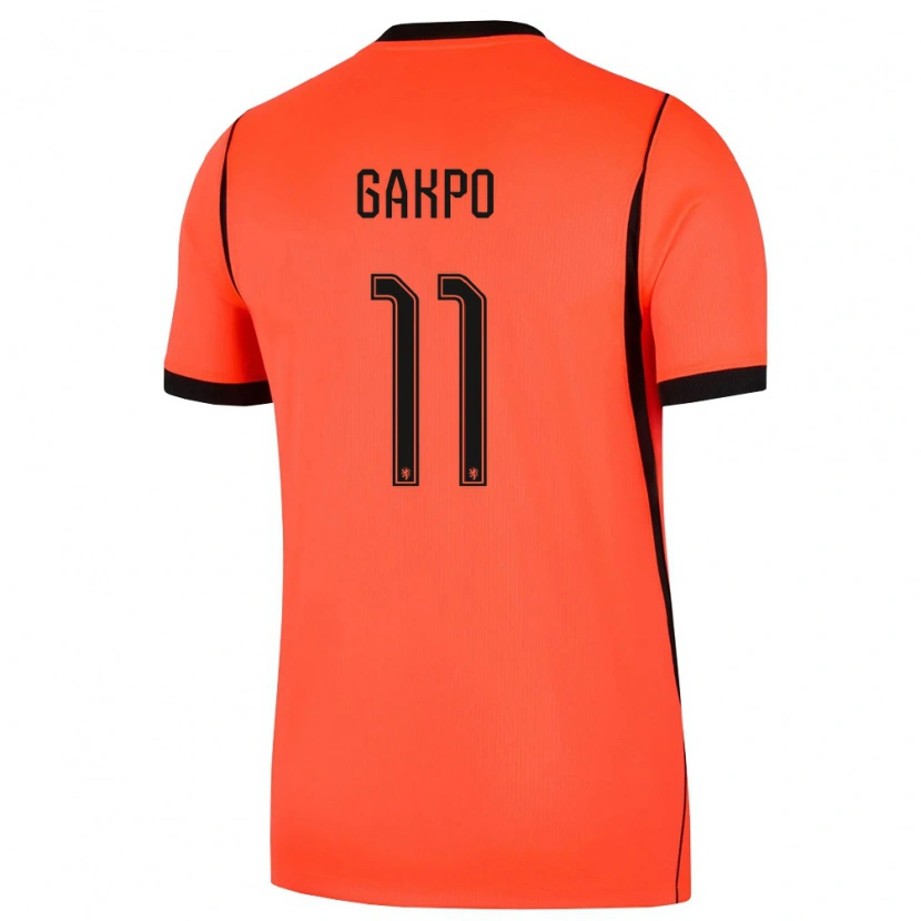 Danxen Män Nederländerna Cody Gakpo #11 Orange Svart Hemmatröja Matchtröjor 26-28 Tröjor T-Tröja