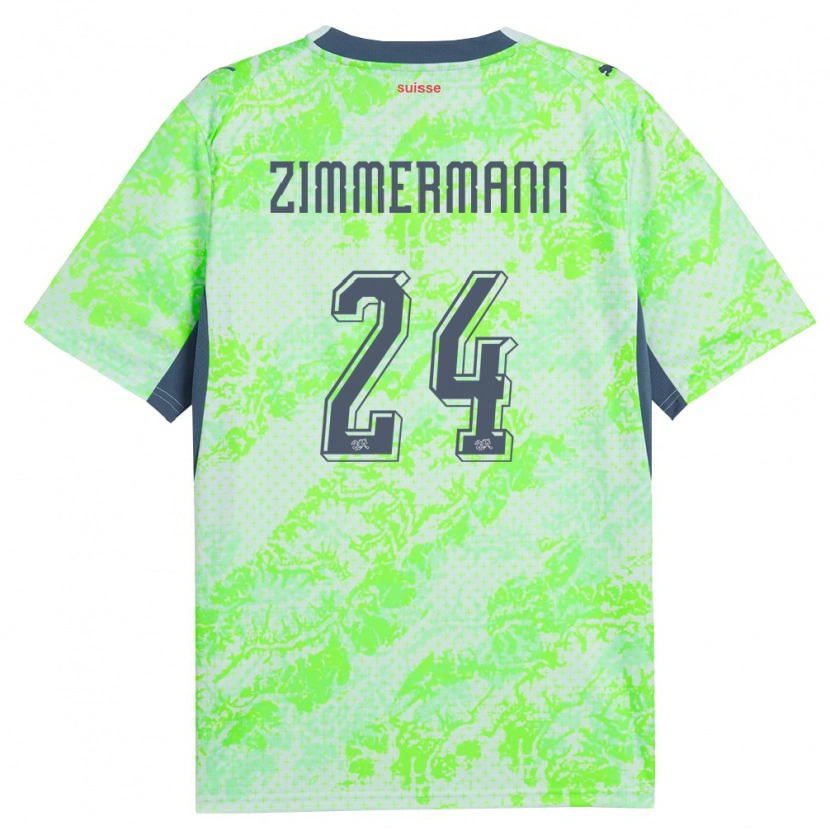 Danxen Män Schweiz Mio Zimmermann #24 Grön Marin Bortatröja Matchtröjor 26-28 Tröjor T-Tröja