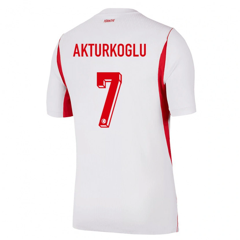 Danxen Män Kalkon Kerem Aktürkoğlu #7 Vit Röd Burgund Bortatröja Matchtröjor 26-28 Tröjor T-Tröja