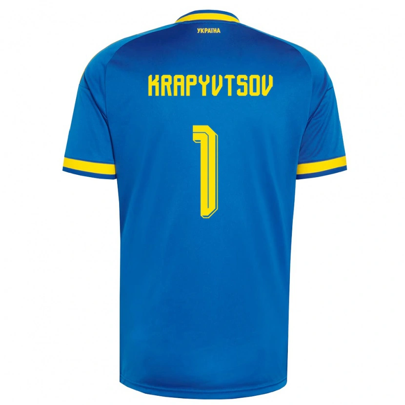 Danxen Män Ukraina Vladyslav Krapyvtsov #1 Blå Gul Marin Bortatröja Matchtröjor 26-28 Tröjor T-Tröja
