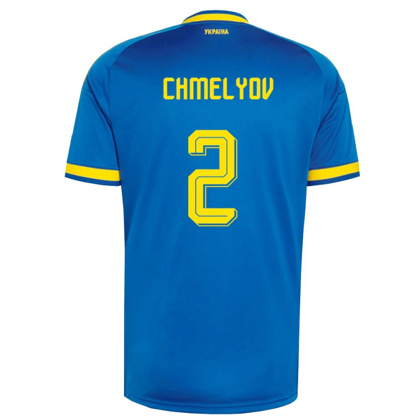 Danxen Män Ukraina Oleksandr Chmelyov #2 Blå Gul Marin Bortatröja Matchtröjor 26-28 Tröjor T-Tröja