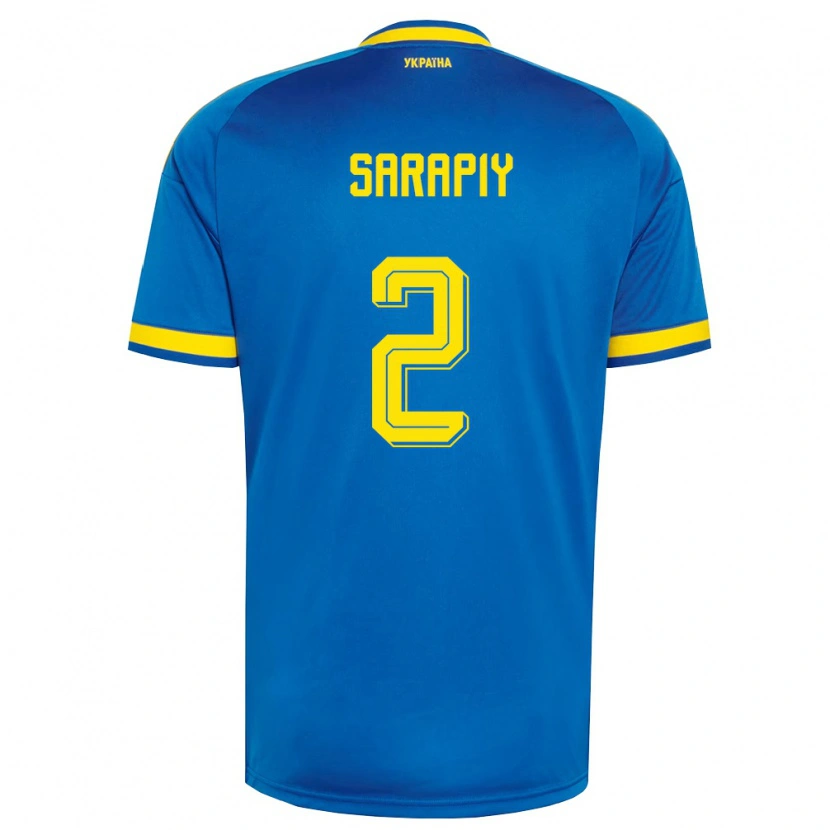 Danxen Män Ukraina Eduard Sarapiy #2 Blå Gul Marin Bortatröja Matchtröjor 26-28 Tröjor T-Tröja