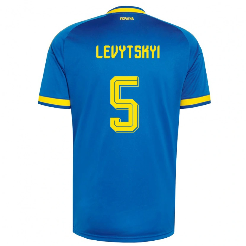 Danxen Män Ukraina Bogdan Levytskyi #5 Blå Gul Marin Bortatröja Matchtröjor 26-28 Tröjor T-Tröja