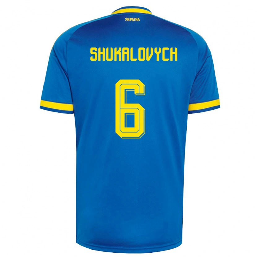 Danxen Män Ukraina Stanislav Shukalovych #6 Blå Gul Marin Bortatröja Matchtröjor 26-28 Tröjor T-Tröja
