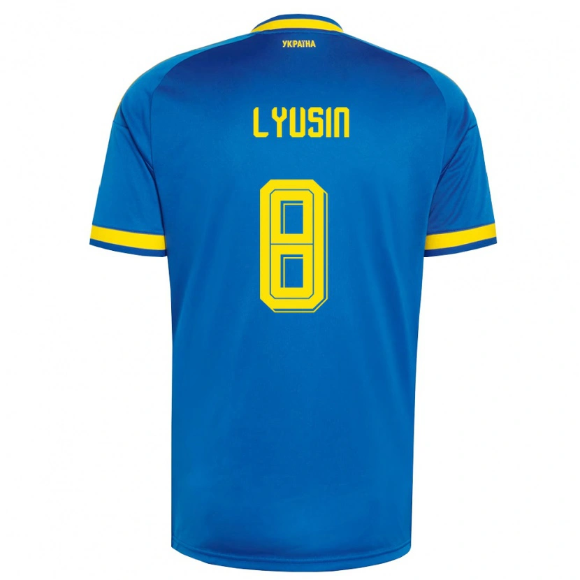 Danxen Män Ukraina Pavlo Lyusin #8 Blå Gul Marin Bortatröja Matchtröjor 26-28 Tröjor T-Tröja