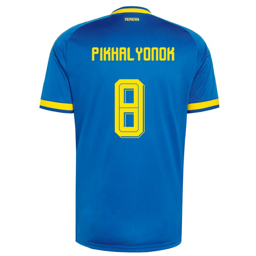 Danxen Män Ukraina Oleksandr Pikhalyonok #8 Blå Gul Marin Bortatröja Matchtröjor 26-28 Tröjor T-Tröja