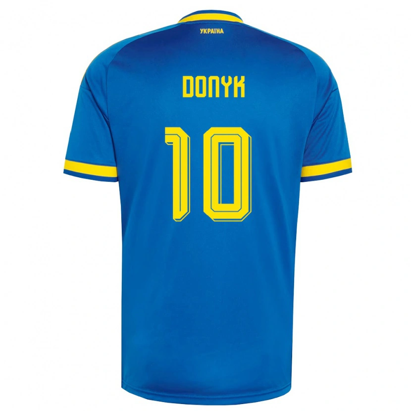 Danxen Män Ukraina Myroslav Donyk #10 Blå Gul Marin Bortatröja Matchtröjor 26-28 Tröjor T-Tröja