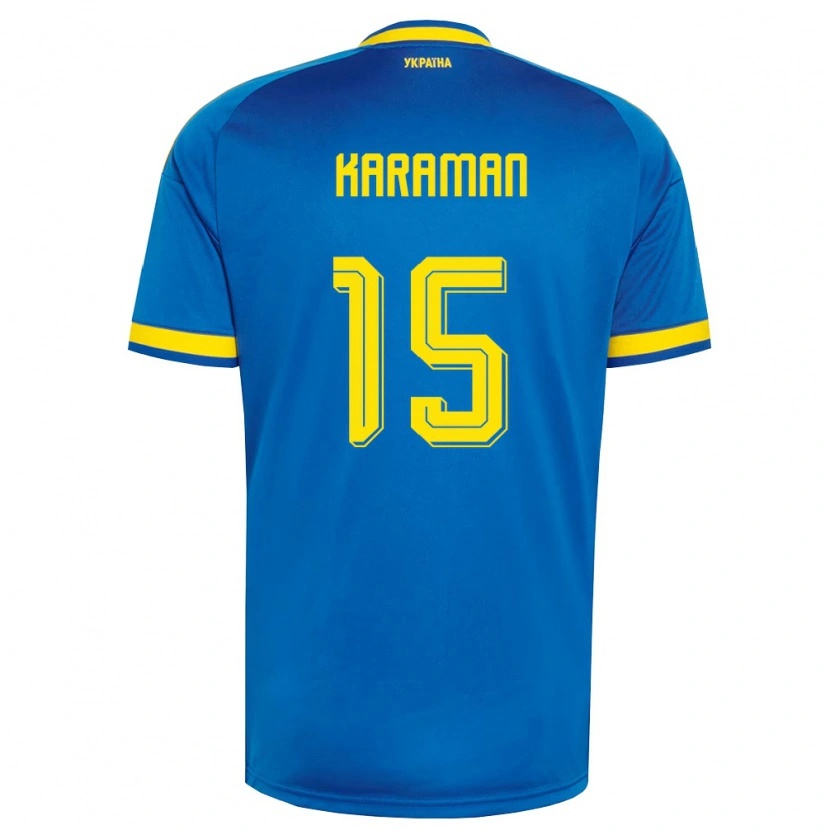 Danxen Män Ukraina Yaroslav Karaman #15 Blå Gul Marin Bortatröja Matchtröjor 26-28 Tröjor T-Tröja