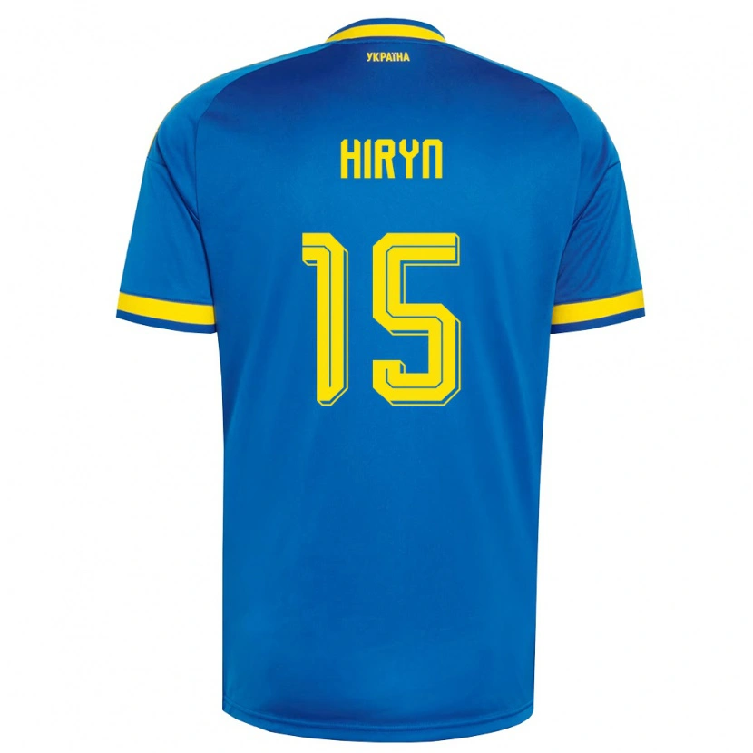 Danxen Män Ukraina Viktoriya Hiryn #15 Blå Gul Marin Bortatröja Matchtröjor 26-28 Tröjor T-Tröja