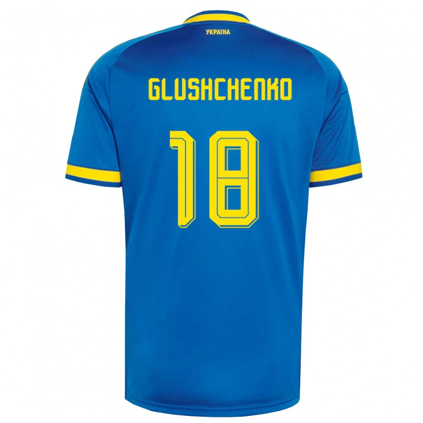 Danxen Män Ukraina Anton Glushchenko #18 Blå Gul Marin Bortatröja Matchtröjor 26-28 Tröjor T-Tröja