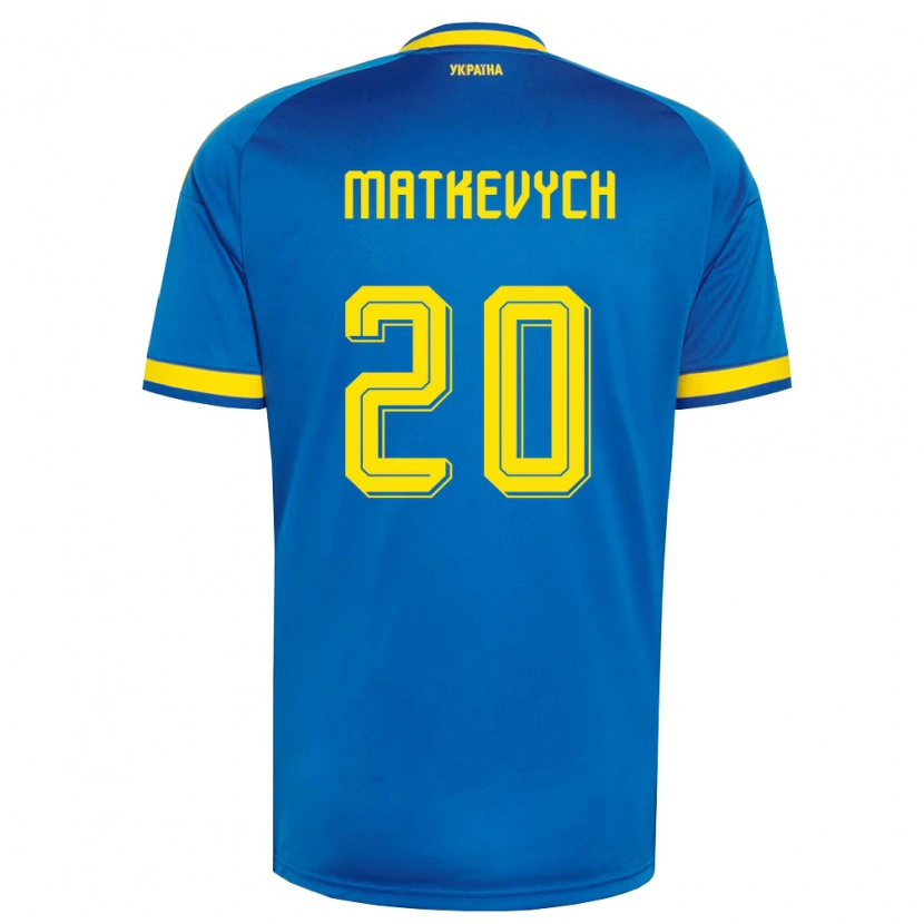 Danxen Män Ukraina Andriy Matkevych #20 Blå Gul Marin Bortatröja Matchtröjor 26-28 Tröjor T-Tröja