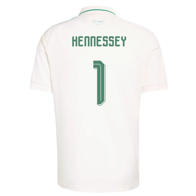 Danxen Män Wales Wayne Hennessey #1 Vit Brun Grön Bortatröja Matchtröjor 26-28 Tröjor T-Tröja