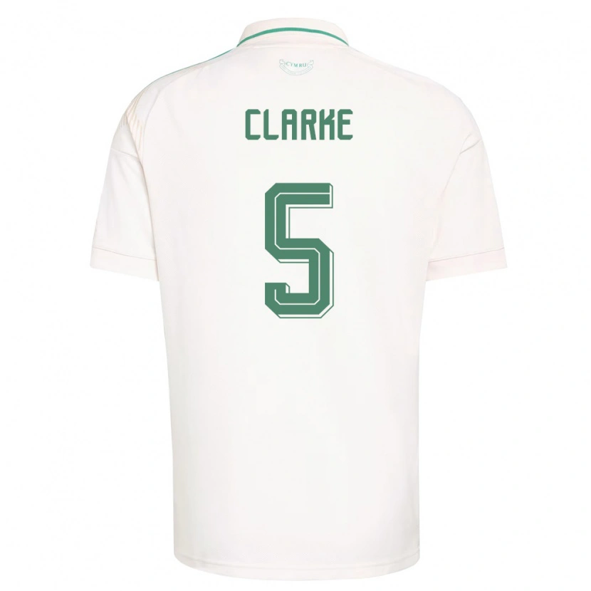 Danxen Män Wales Brayden Clarke #5 Vit Brun Grön Bortatröja Matchtröjor 26-28 Tröjor T-Tröja