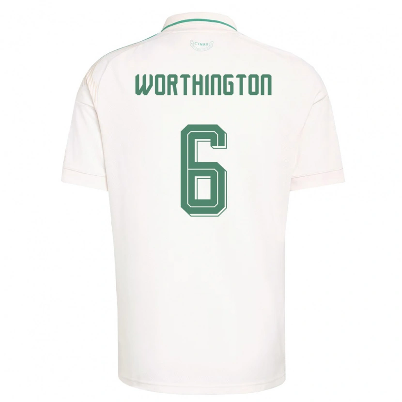 Danxen Män Wales Jacob Worthington #6 Vit Brun Grön Bortatröja Matchtröjor 26-28 Tröjor T-Tröja