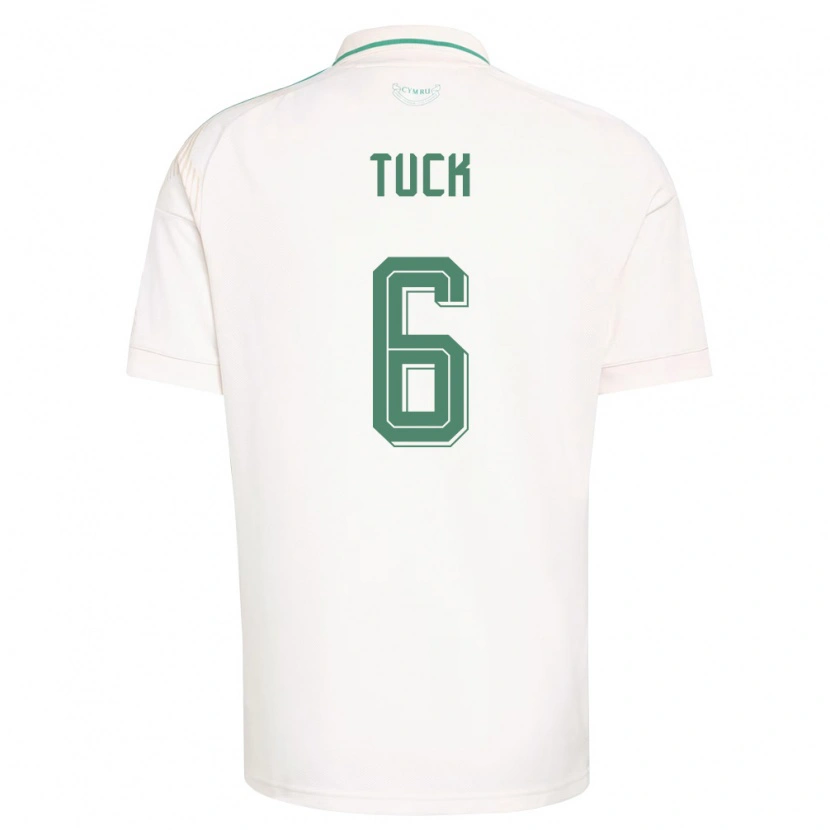 Danxen Män Wales Alfie Tuck #6 Vit Brun Grön Bortatröja Matchtröjor 26-28 Tröjor T-Tröja