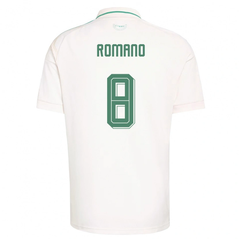 Danxen Män Wales Enzo Romano #8 Vit Brun Grön Bortatröja Matchtröjor 26-28 Tröjor T-Tröja