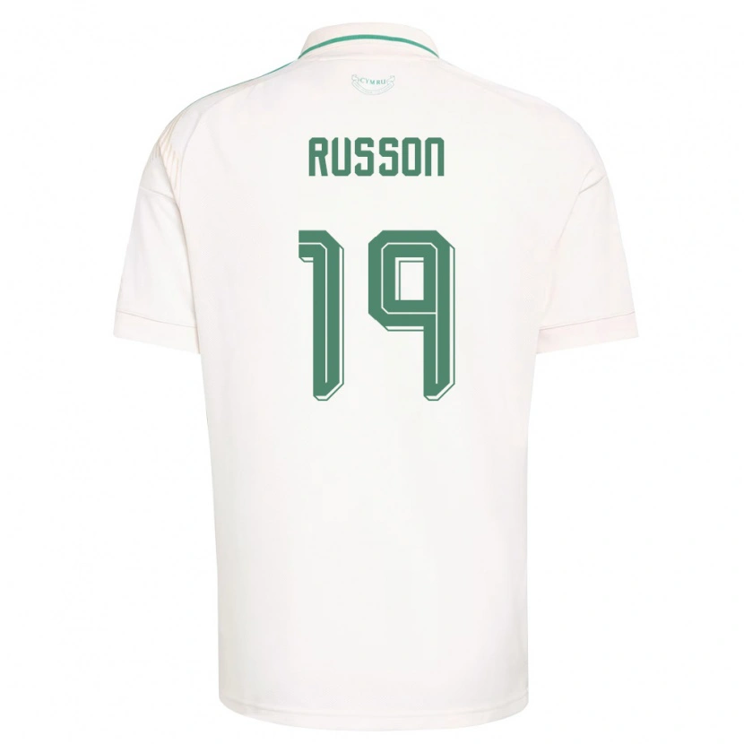 Danxen Män Wales Will Russon #19 Vit Brun Grön Bortatröja Matchtröjor 26-28 Tröjor T-Tröja