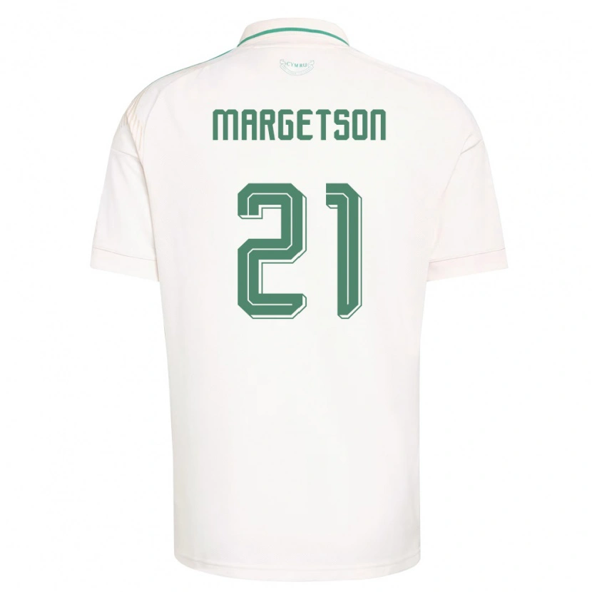 Danxen Män Wales Kit Margetson #21 Vit Brun Grön Bortatröja Matchtröjor 26-28 Tröjor T-Tröja