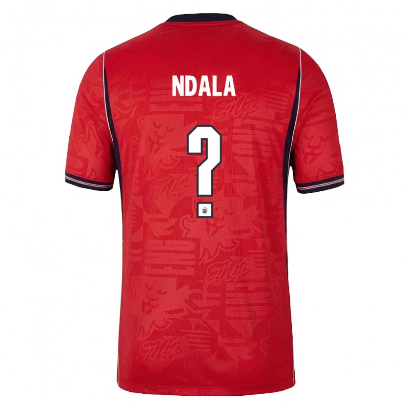 Danxen Män England Joel Ndala #0 Röd Marin Vit Bortatröja Matchtröjor 26-28 Tröjor T-Tröja