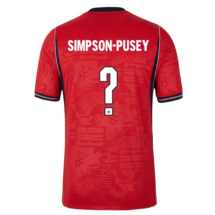 Danxen Män England Jahmai Simpson-Pusey #0 Röd Marin Vit Bortatröja Matchtröjor 26-28 Tröjor T-Tröja