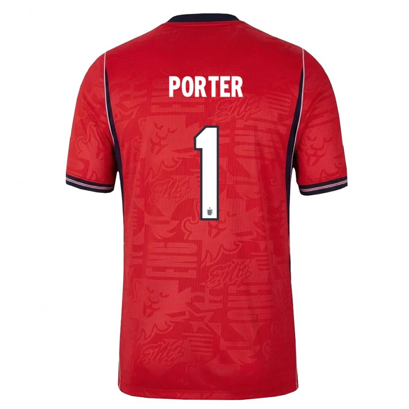 Danxen Män England Jack Porter #1 Röd Marin Vit Bortatröja Matchtröjor 26-28 Tröjor T-Tröja
