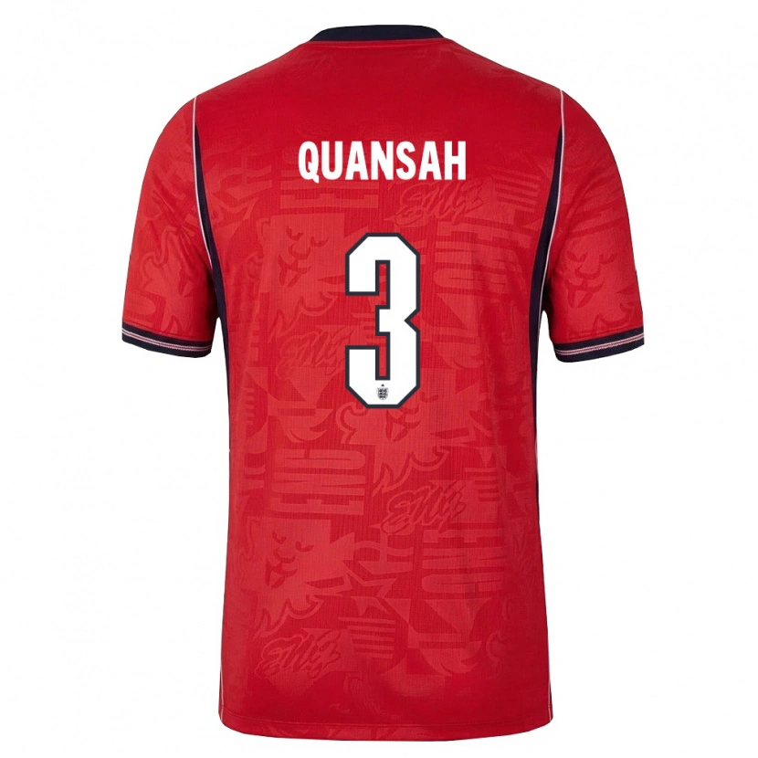 Danxen Män England Jarell Quansah #3 Röd Marin Vit Bortatröja Matchtröjor 26-28 Tröjor T-Tröja